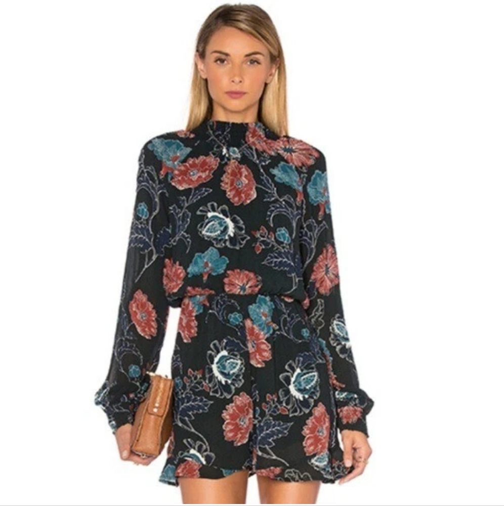 Astr the Label Black and Red Long Sleeve Romper